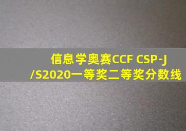 信息学奥赛CCF CSP-J/S2020一等奖二等奖分数线